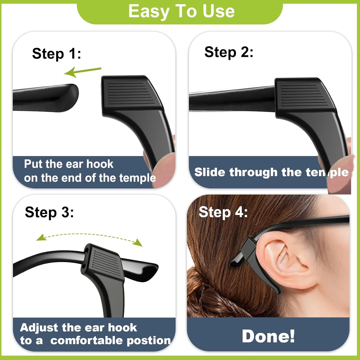 [GOLD] 10-Pack GripLock Comfort Ear Hooks — Anti-Slip Silicone Eyeglass Grips - Image 9