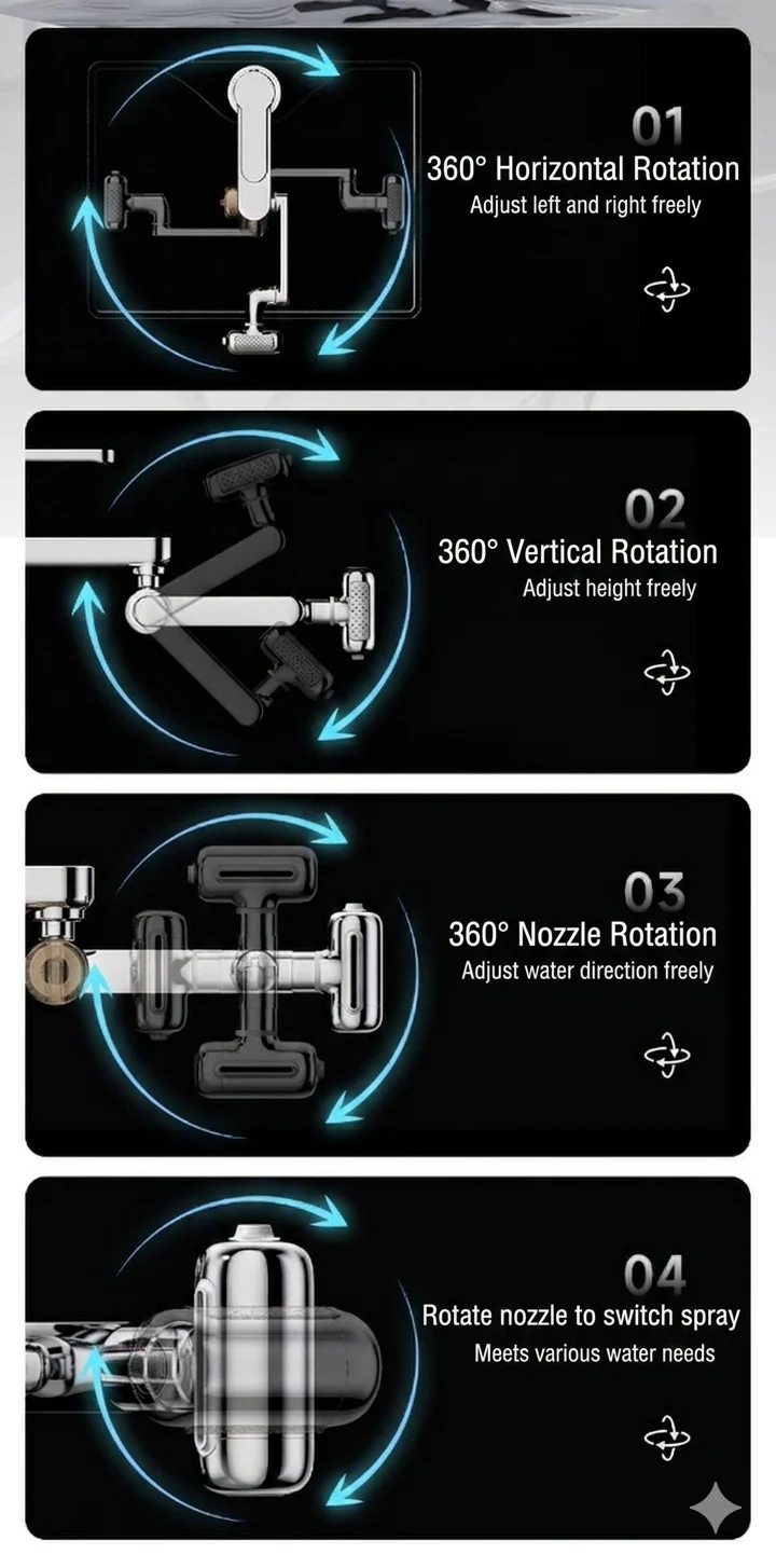 [GOLD] 1080° Rotating Faucet Extender with Upward Facial Mist, 4 Water Modes & Built-In Filter - Image 5