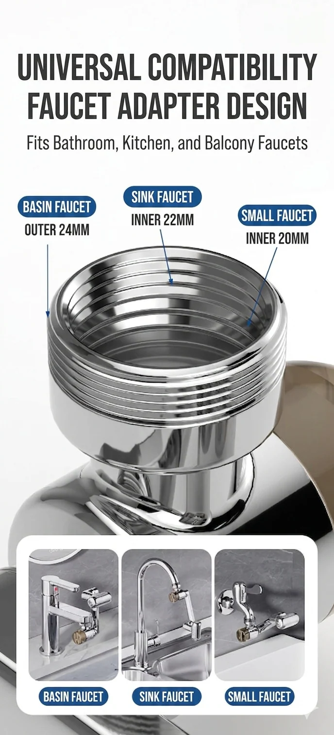 [GOLD] 1080° Rotating Faucet Extender with Upward Facial Mist, 4 Water Modes & Built-In Filter - Image 8