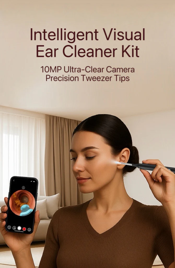 [GOLD] 10MP HD Ear Cleaner Kit with Precision Tweezers & Silicone Scoop - Image 2