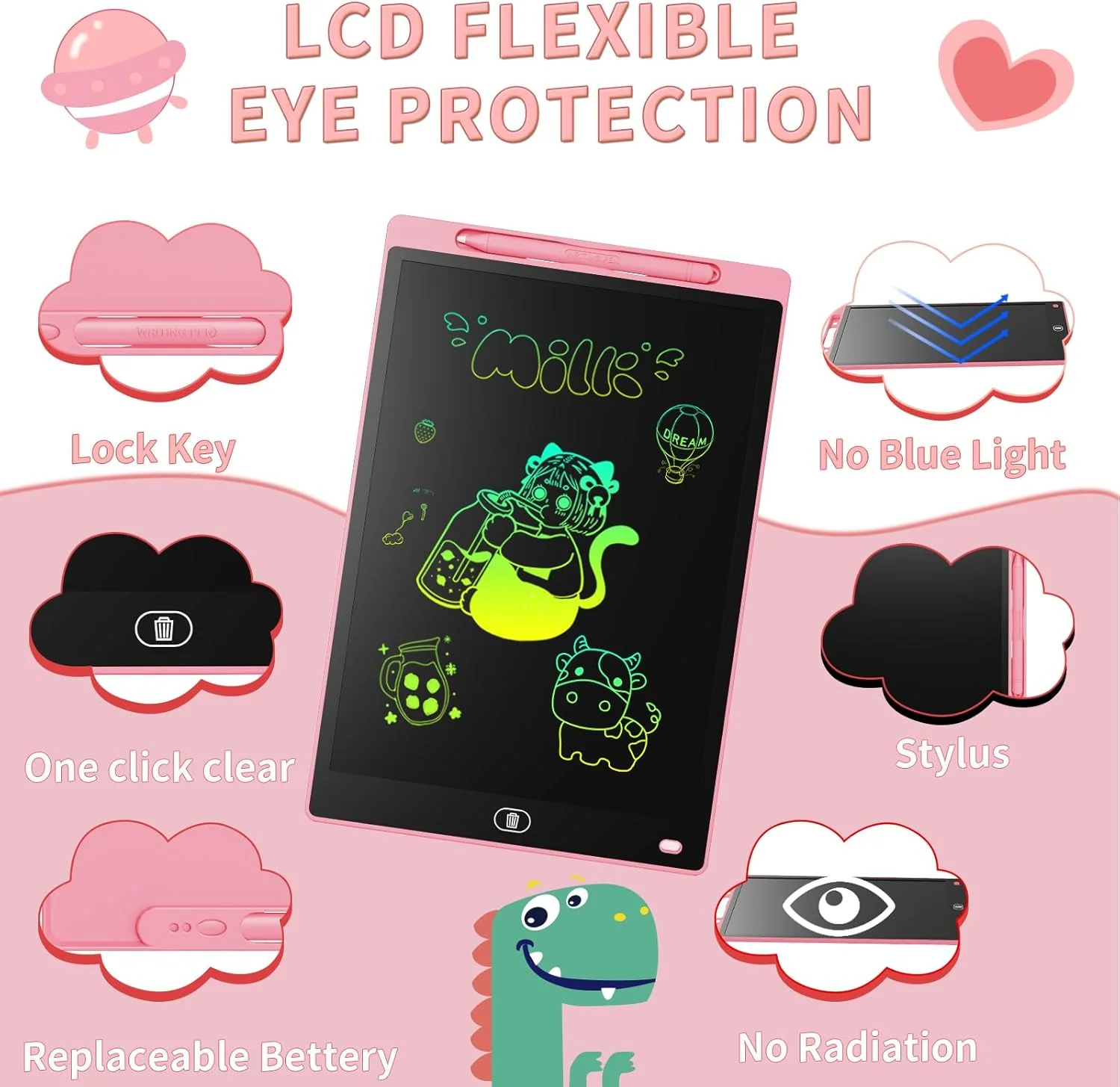 [GOLD] 3-Pack Reusable LCD Drawing Board for Kids – Paper-Free Doodle Tablets - Image 3