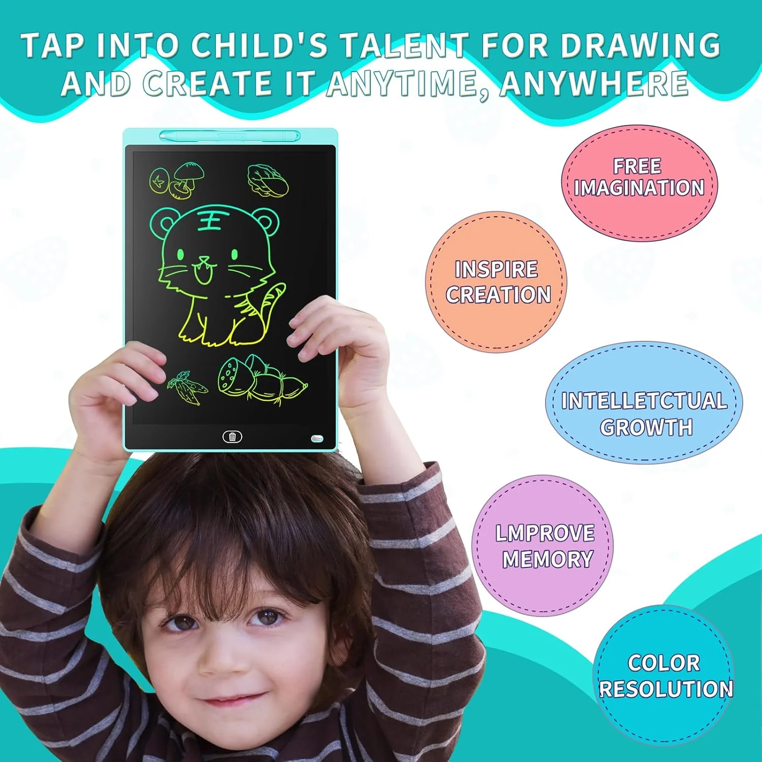 [GOLD] 3-Pack Reusable LCD Drawing Board for Kids – Paper-Free Doodle Tablets - Image 8