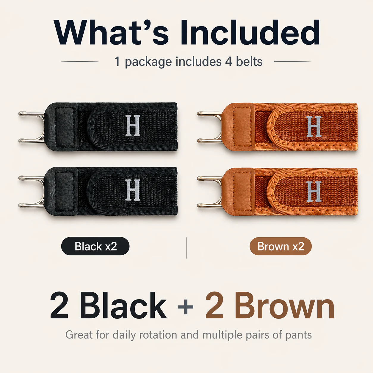 [GOLD] 4-Pack No-Buckle Belt for Loose Waistbands - Image 2