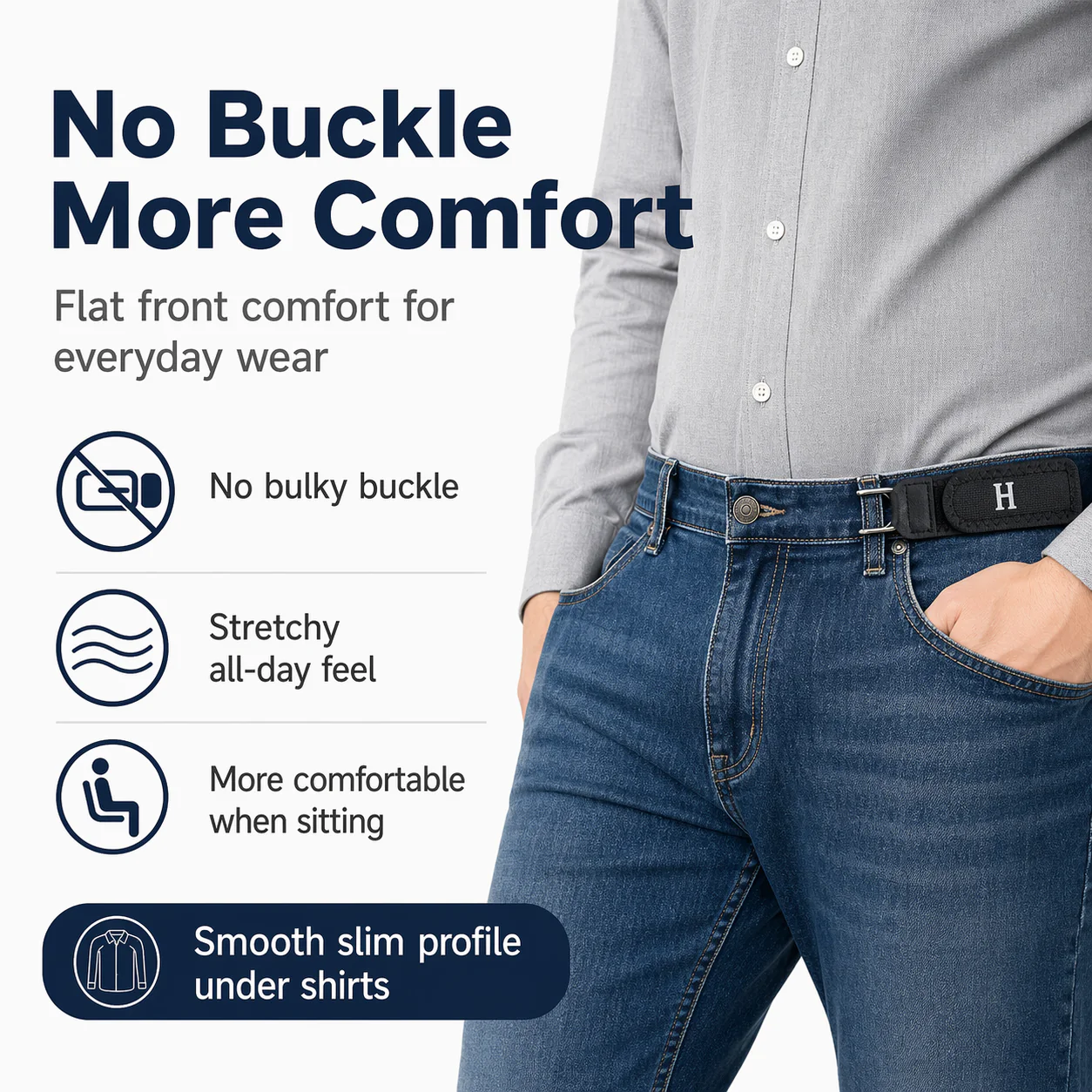 [GOLD] 4-Pack No-Buckle Belt for Loose Waistbands - Image 3