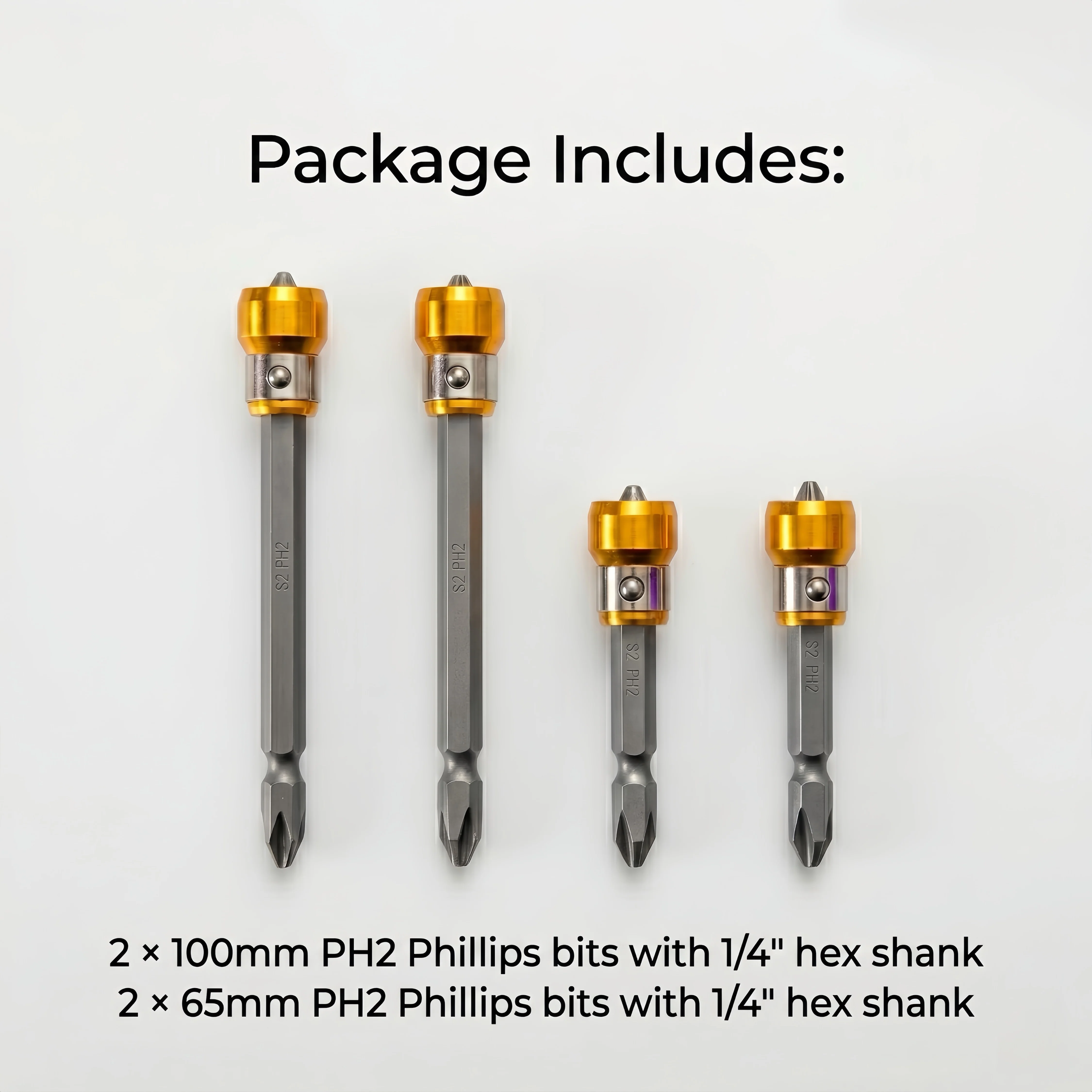 [GOLD] 4-Piece PH2 Magnetic Screw-Holding Bit Set - Image 6