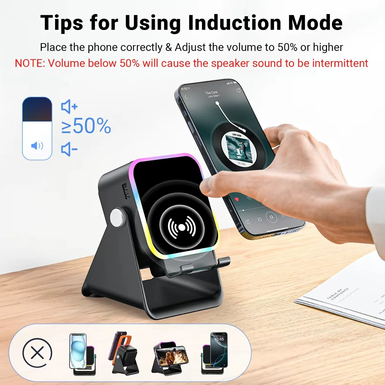 [GOLD] 5-in-1 Induction Phone Speaker Stand - Image 6