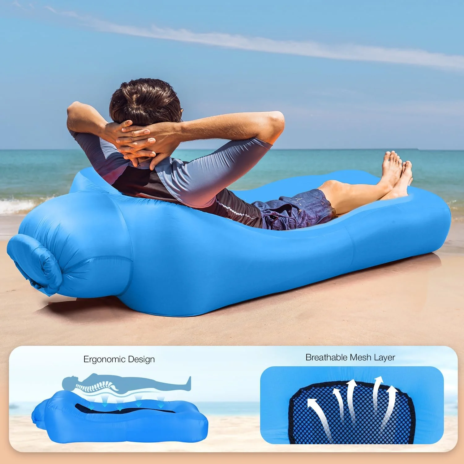 [GOLD] AeroLounge Go – Compact Pump-Free Inflatable Lounger - Image 7