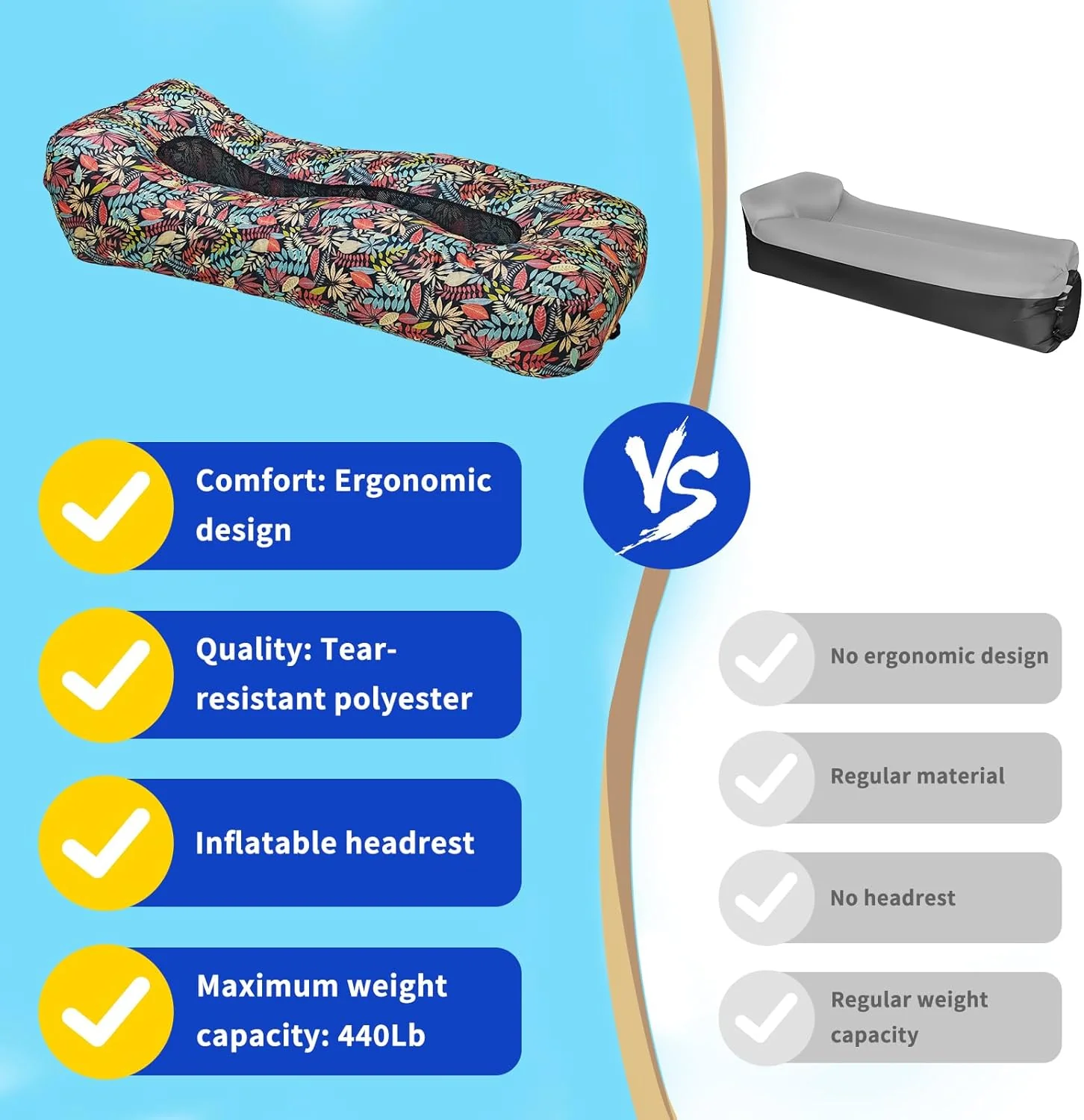 [GOLD] AeroLounge Go – Compact Pump-Free Inflatable Lounger - Image 8