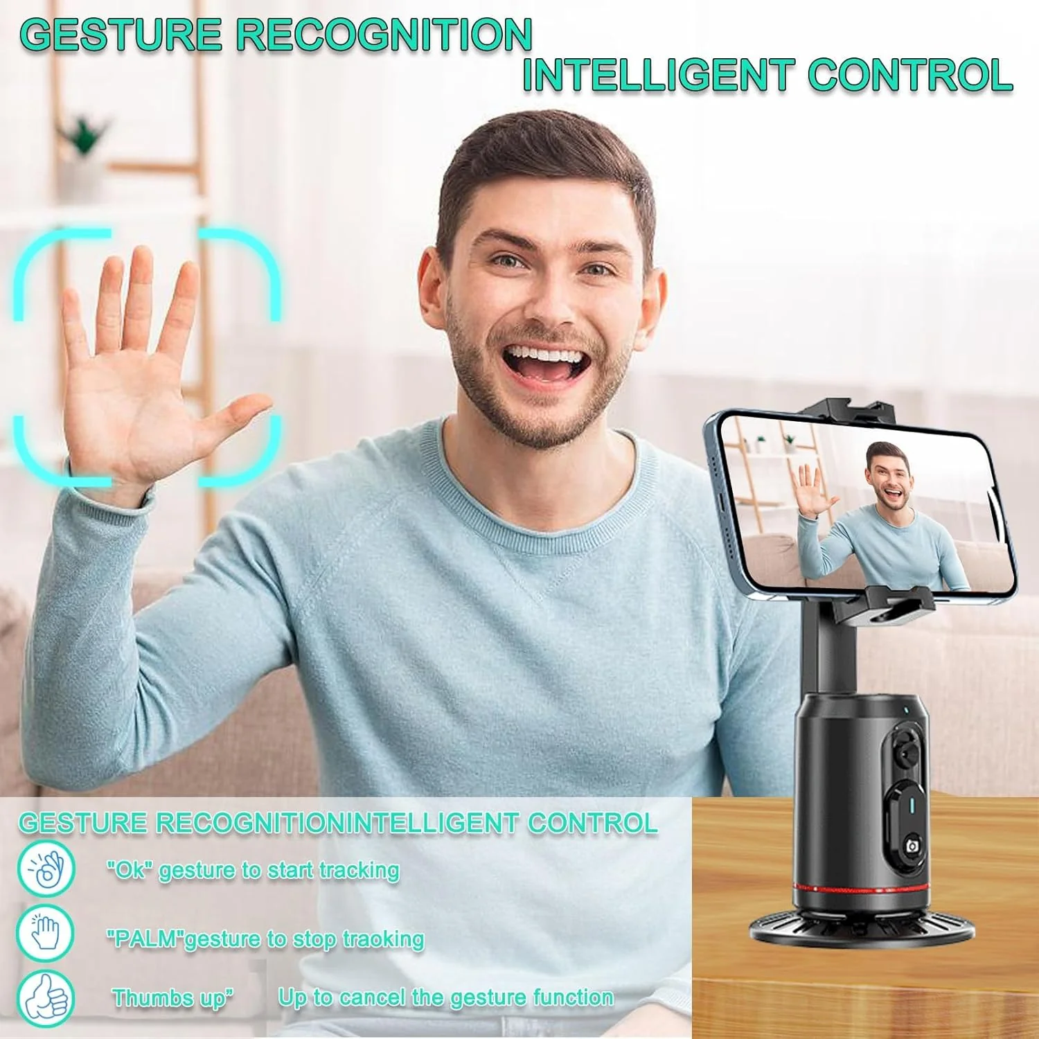 [GOLD] AimoStand – Built-in AI Camera Smart Auto-Tracking Phone Stand - Image 3