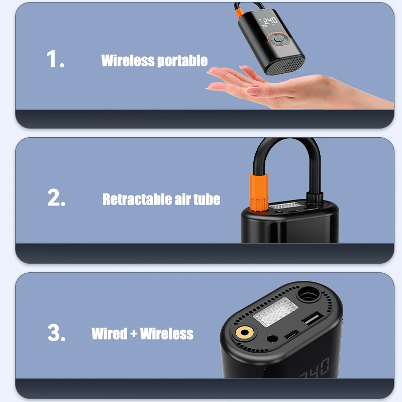 [GOLD] AirCore S1 – Smart Portable Tire Inflator | Wireless + Wired + Power Bank - Image 5
