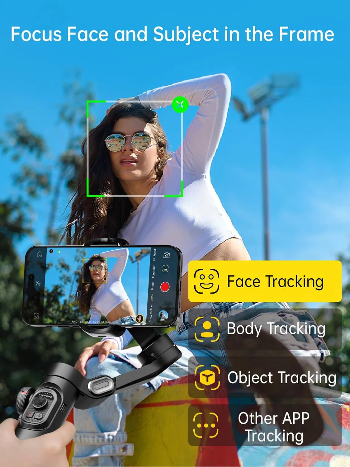 [GOLD] AOCHUAN Smart XE – 3-Axis Foldable Smartphone Gimbal with Gesture Control, Joystick, and AI Face Tracking - Image 3