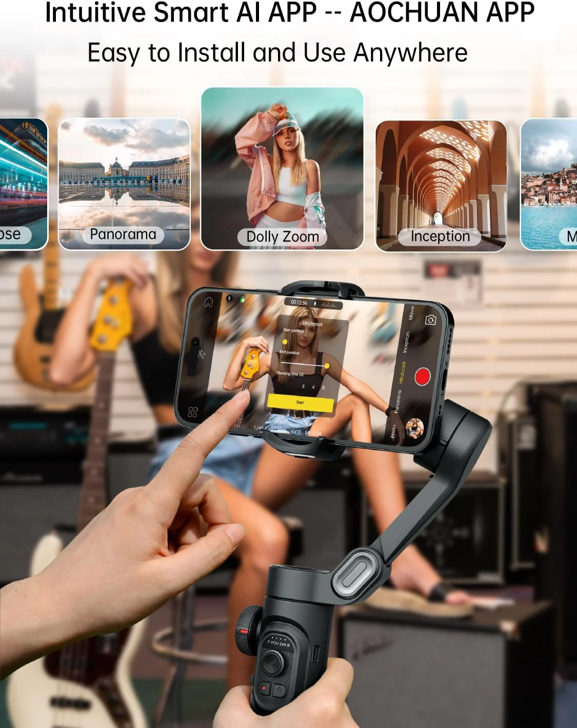[GOLD] AOCHUAN Smart XE – 3-Axis Foldable Smartphone Gimbal with Gesture Control, Joystick, and AI Face Tracking - Image 6