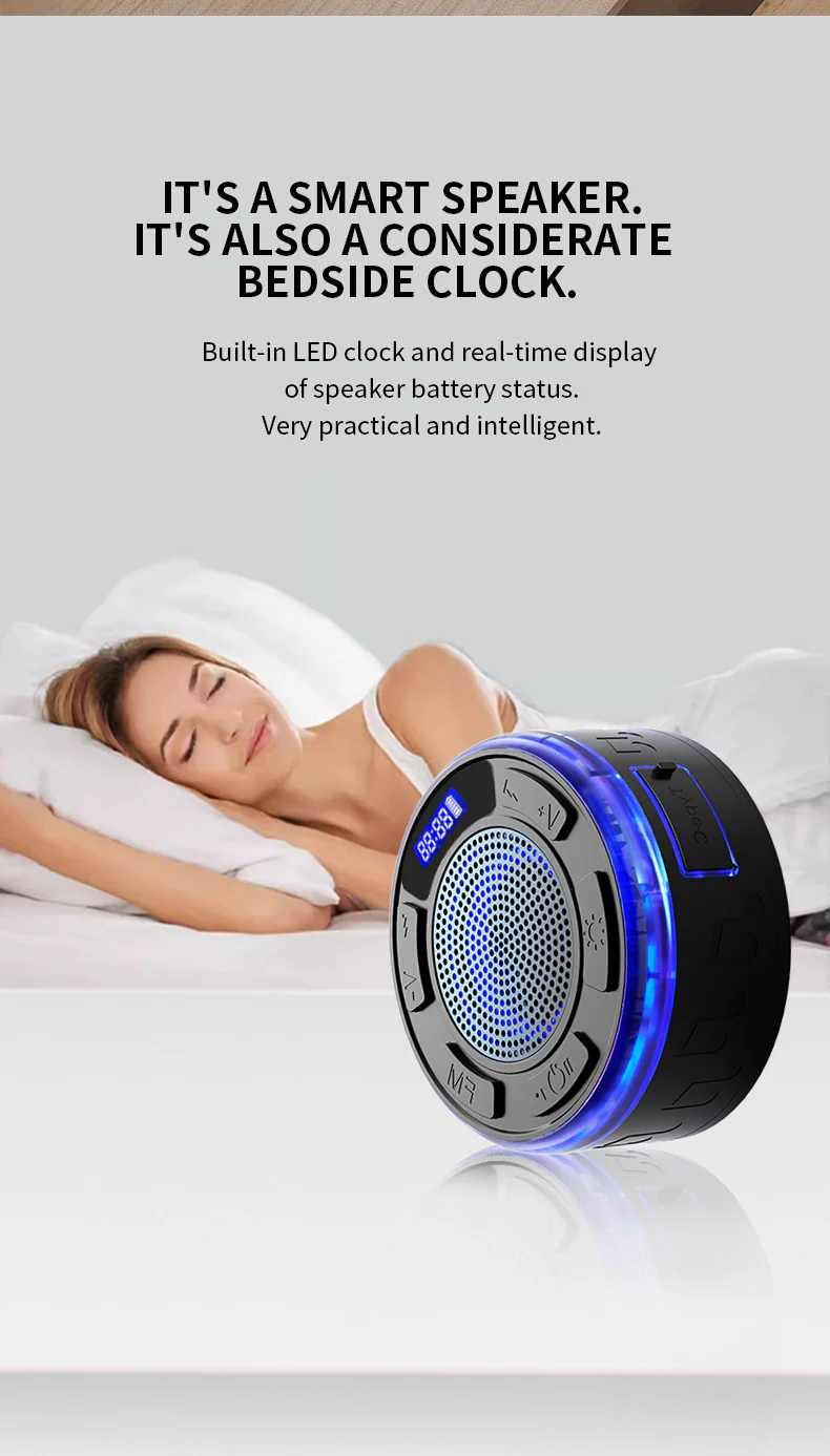 [GOLD] Aquro S3 Ultra – IPX7 Waterproof Shower Speaker with RGB Light & LED Display - Image 7