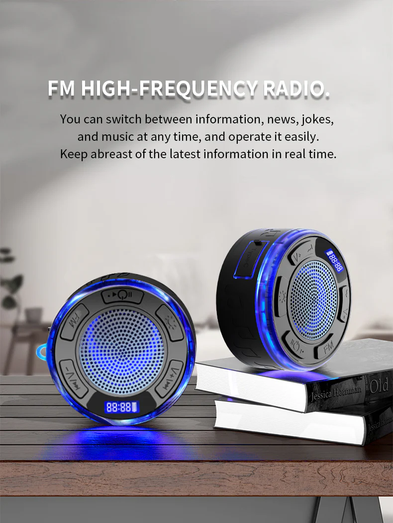 [GOLD] Aquro S3 Ultra – IPX7 Waterproof Shower Speaker with RGB Light & LED Display - Image 8