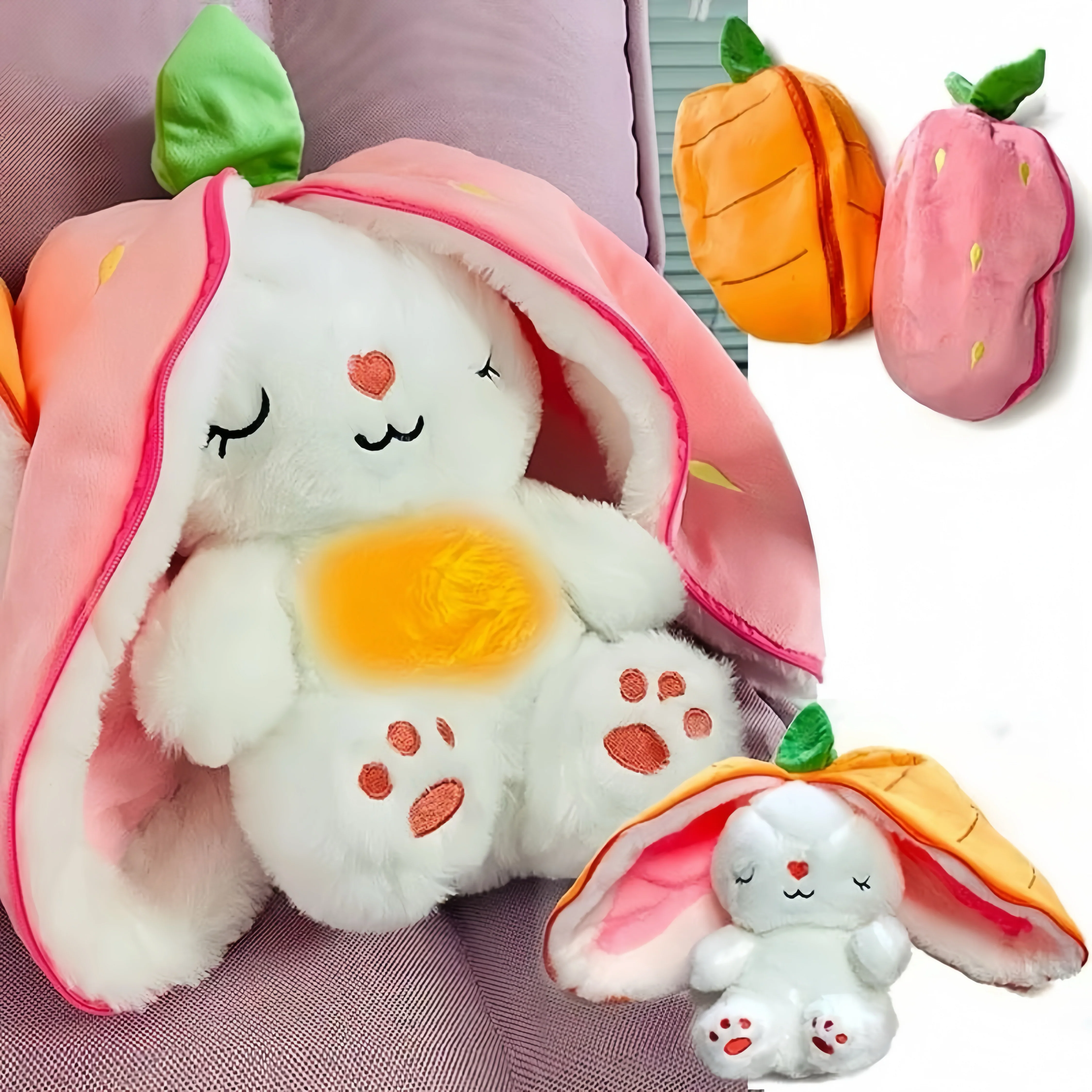 [GOLD] Breathing Buddies – 10 inch Plush Bunny Hidden in a Soft Fruit - Image 3