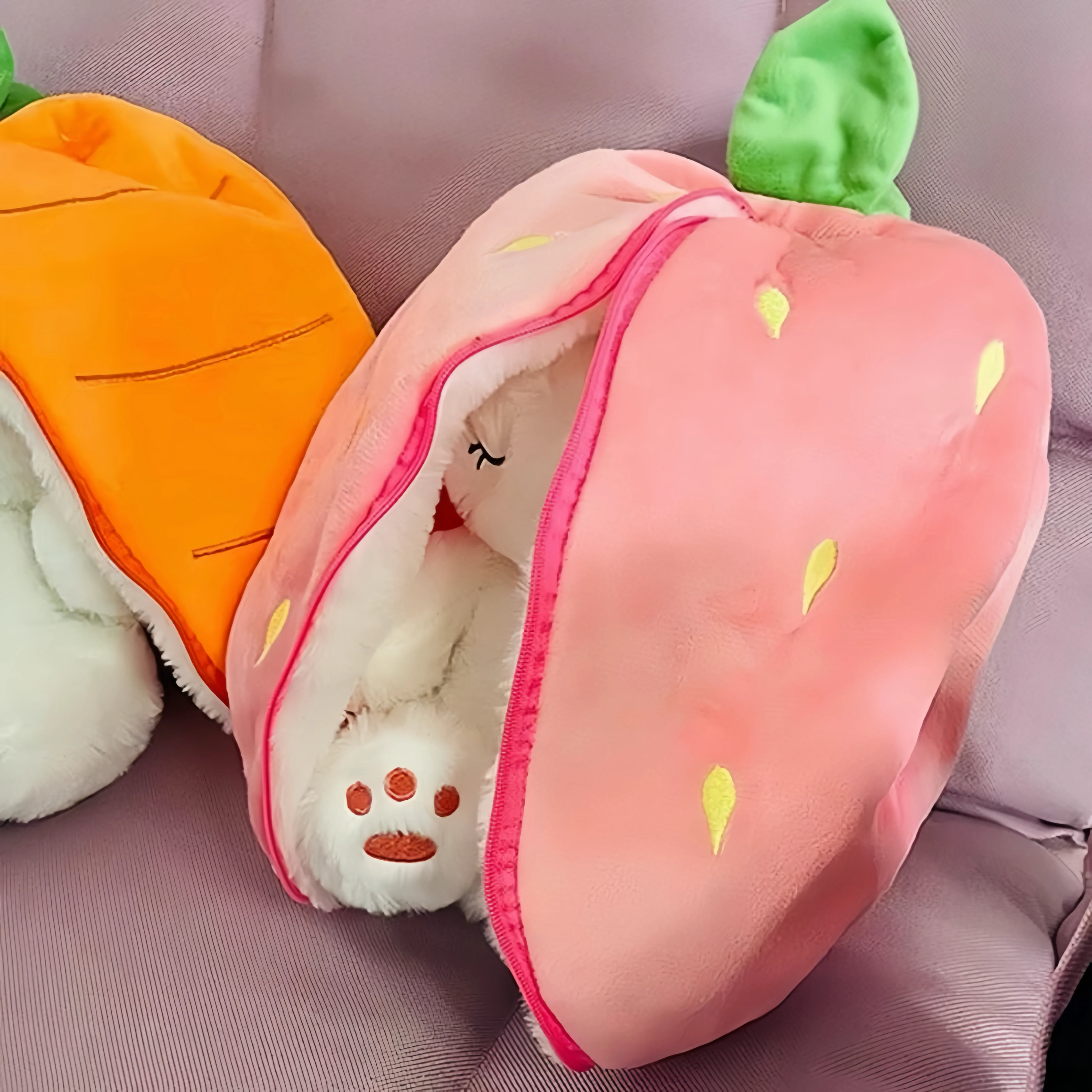 [GOLD] Breathing Buddies – 10 inch Plush Bunny Hidden in a Soft Fruit - Image 4