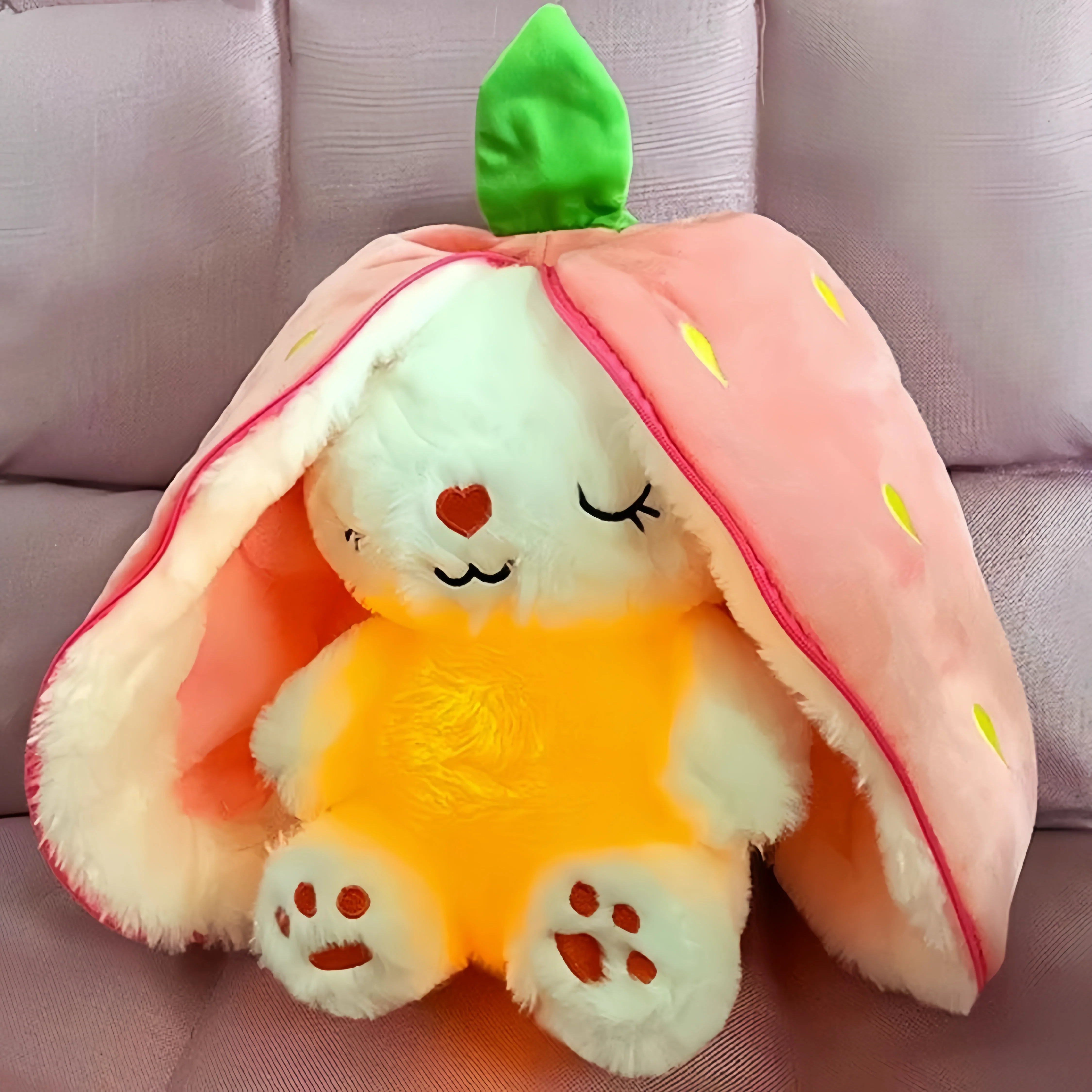 [GOLD] Breathing Buddies – 10 inch Plush Bunny Hidden in a Soft Fruit - Image 5