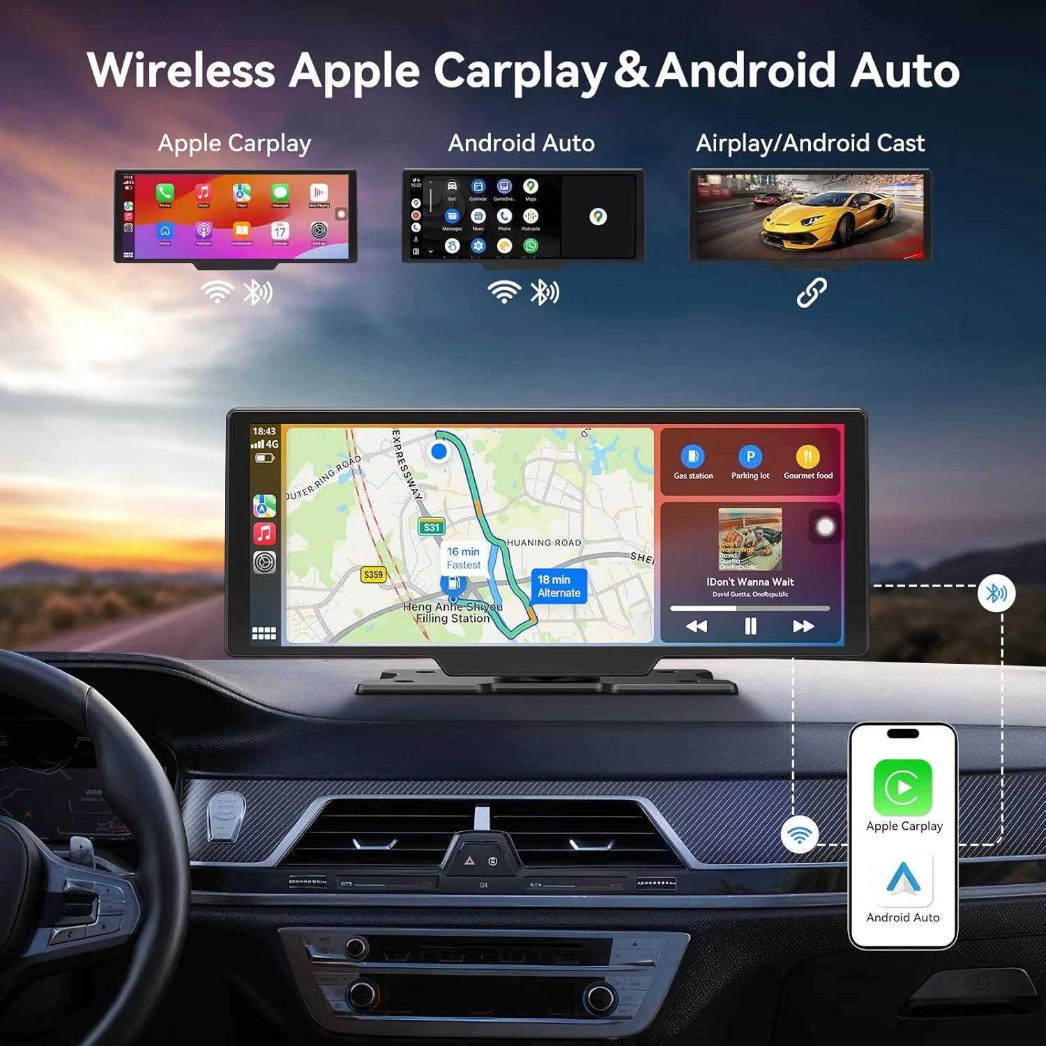 [GOLD] Carvera Smart 10.26" CarPlay & 4K Dual-Dash Cam System - Image 2