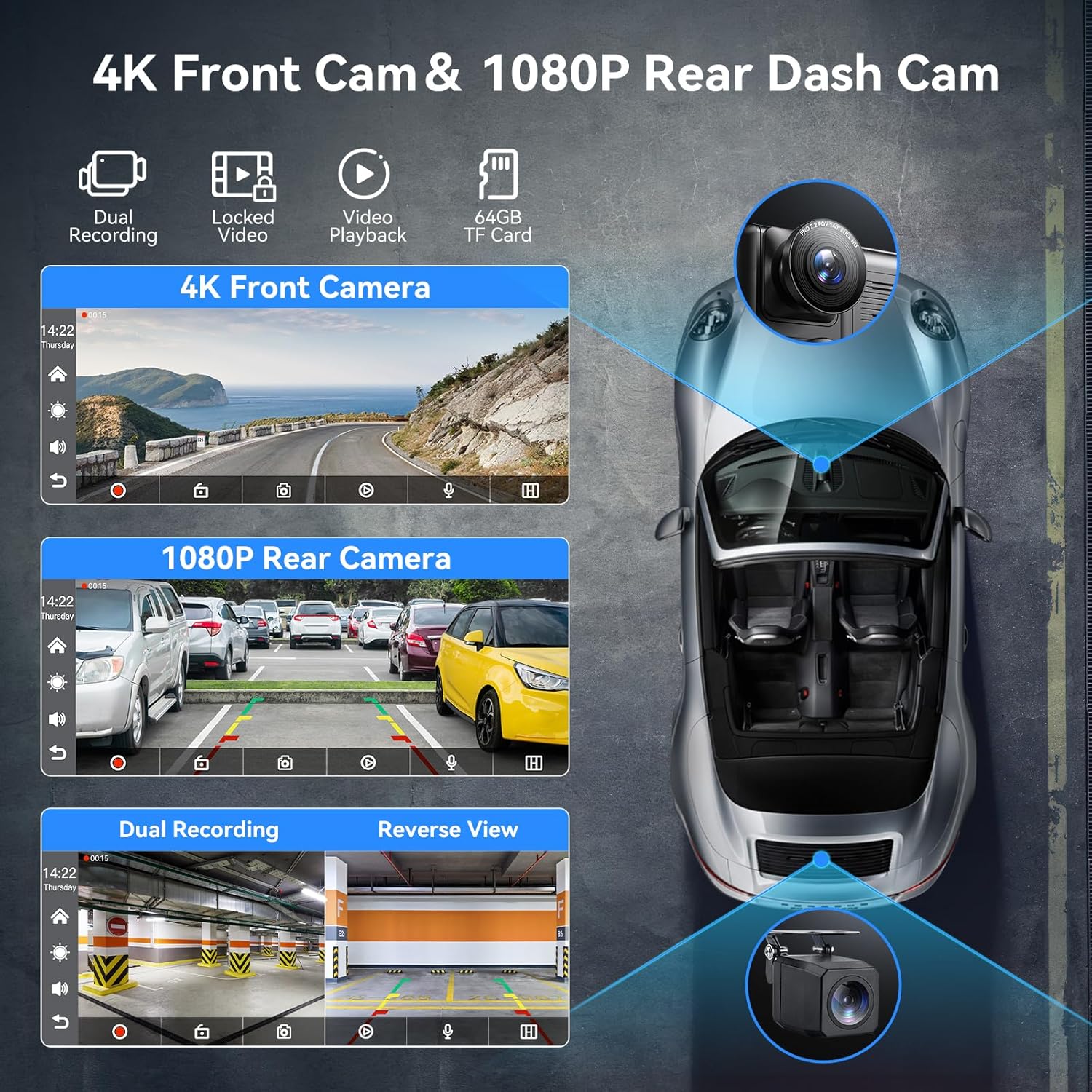 [GOLD] Carvera Smart 10.26" CarPlay & 4K Dual-Dash Cam System - Image 3
