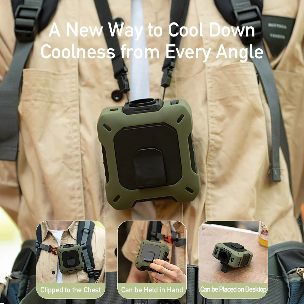 [GOLD] CoolBelt Pro – Wearable Waist Fan & Power Bank with Desktop Stand - Image 4
