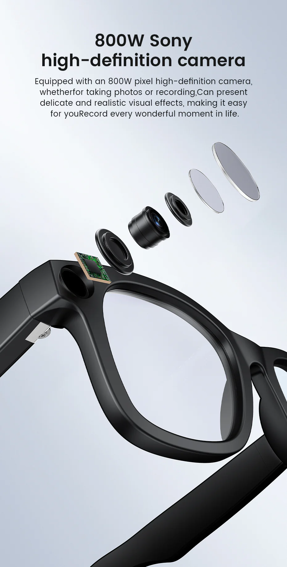 [GOLD] CyanVue AI Smart Glasses – 8MP Camera Glasses with Music & Call Features - Image 5