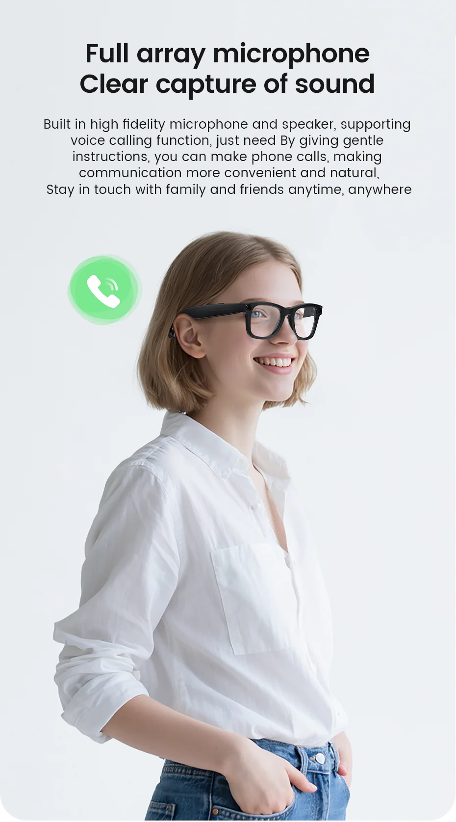 [GOLD] CyanVue AI Smart Glasses – 8MP Camera Glasses with Music & Call Features - Image 8