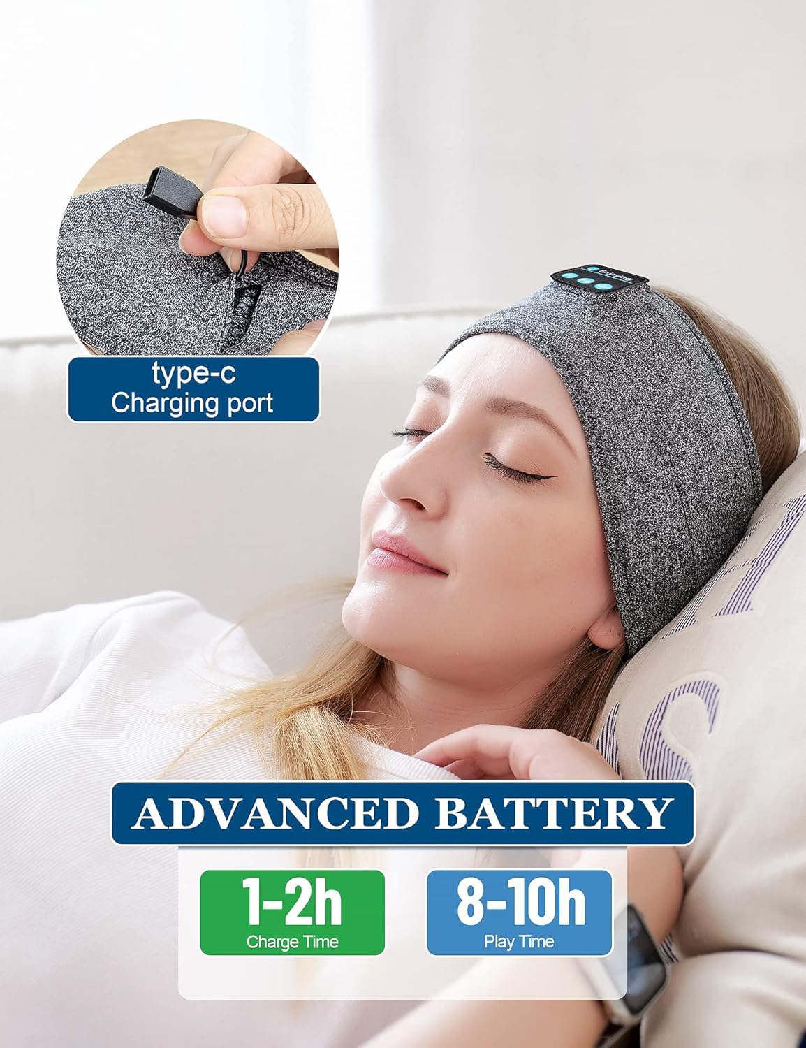 [GOLD] DreamBand 3-in-1 Bluetooth Sleep & Sport Headband Sleep Mask Headphones - Image 3