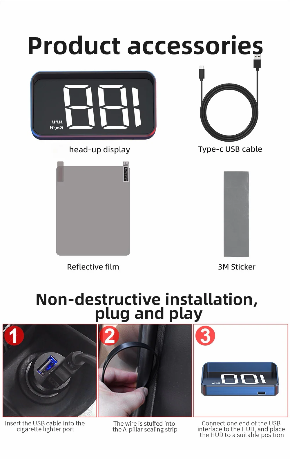 [GOLD] DriveSight GPS HUD Speedometer — Windshield Speed Projection Display - Image 10