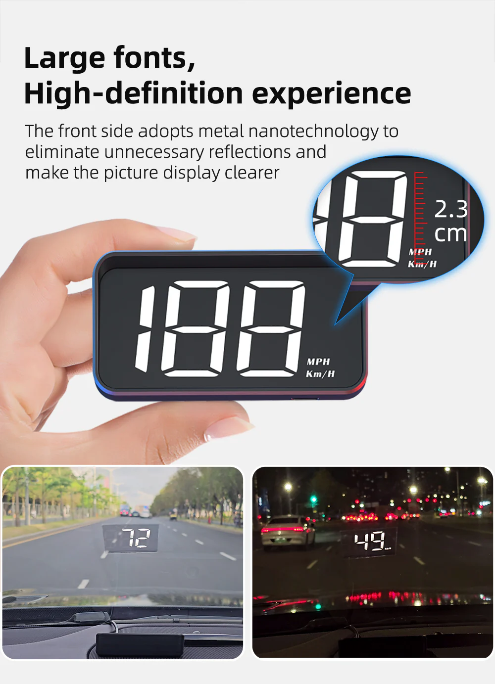 [GOLD] DriveSight GPS HUD Speedometer — Windshield Speed Projection Display - Image 5