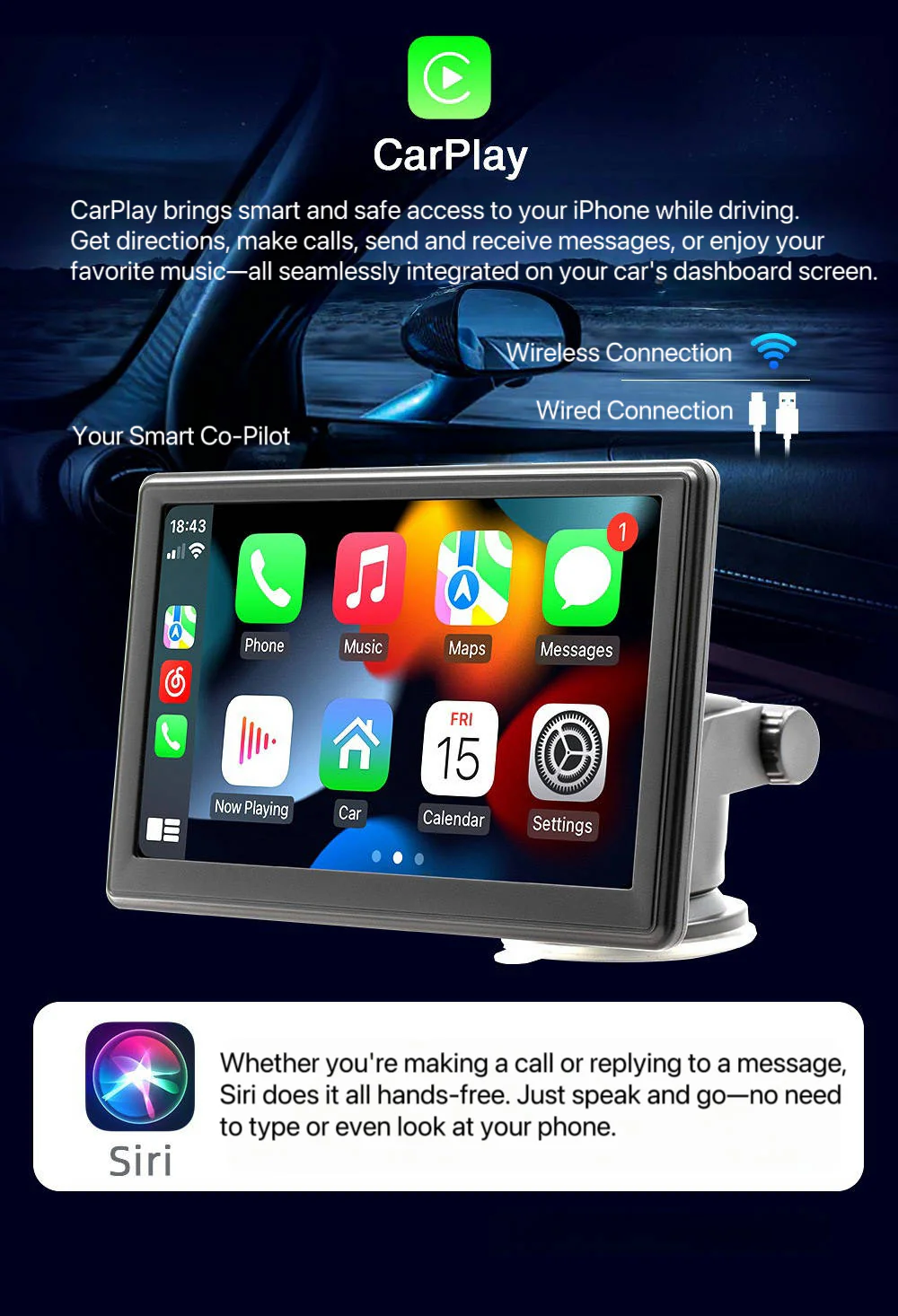 [GOLD] DriveSync 7 – Wireless CarPlay & Android Auto Screen - Image 3