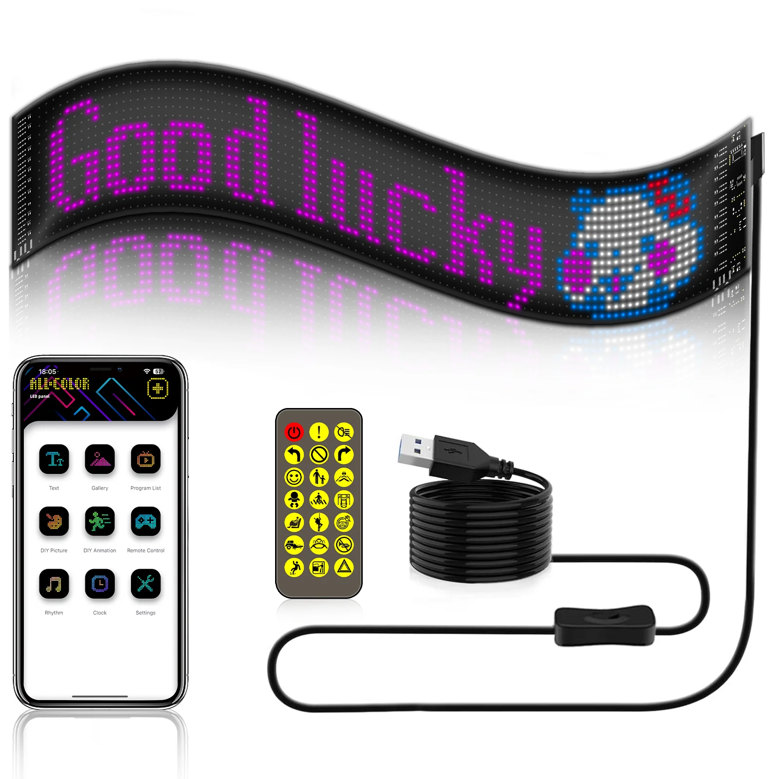 [GOLD] GlowPanel X – Programmable Car LED Display with Smart Remote Control - Image 10
