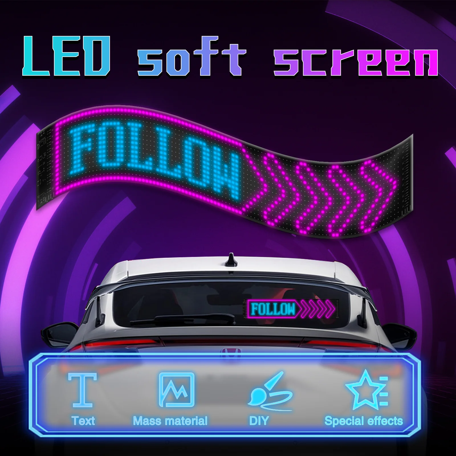[GOLD] GlowPanel X – Programmable Car LED Display with Smart Remote Control - Image 4
