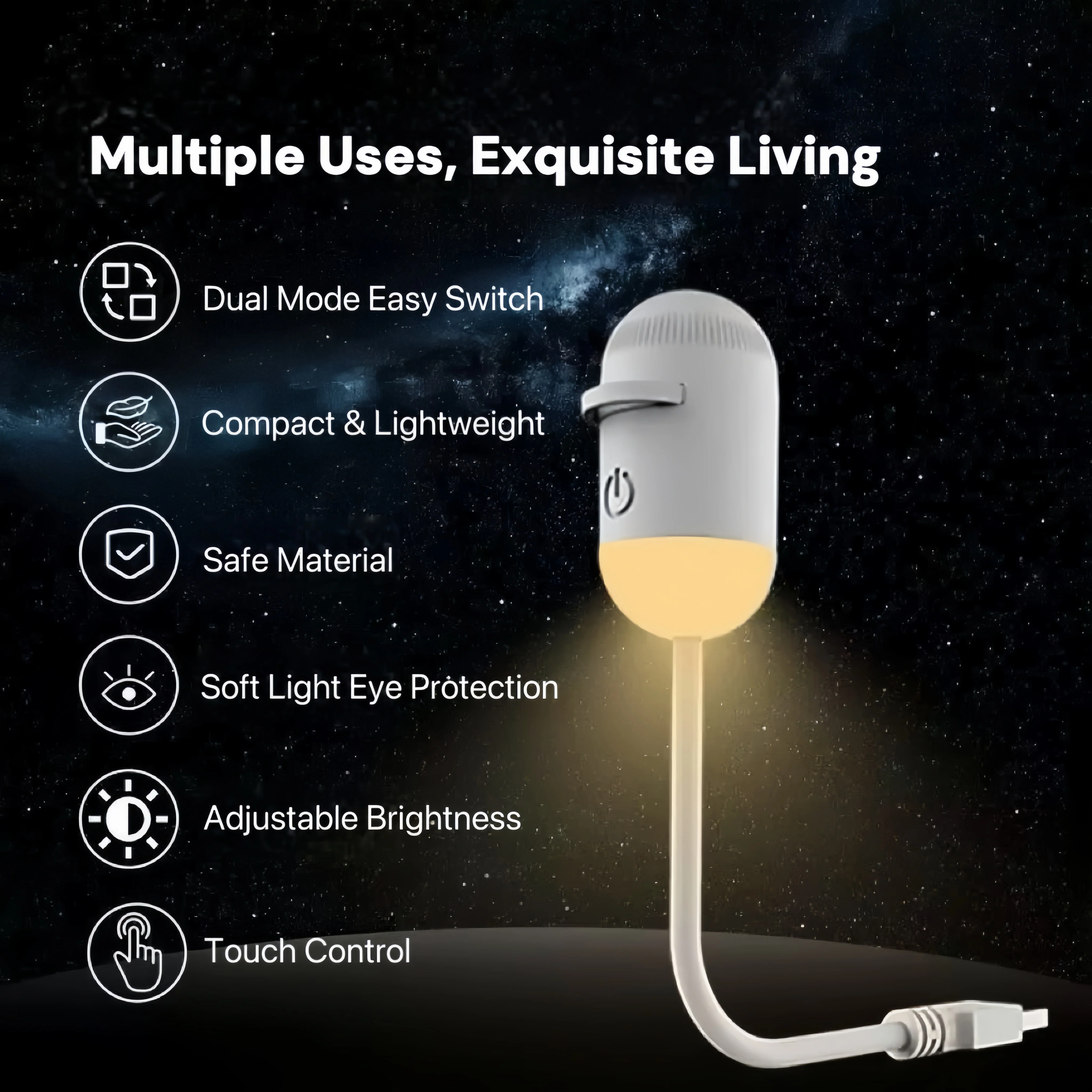 [GOLD] 2-in-1 USB Night Light + Galaxy Projector with Quick-Swap Slides - Image 3