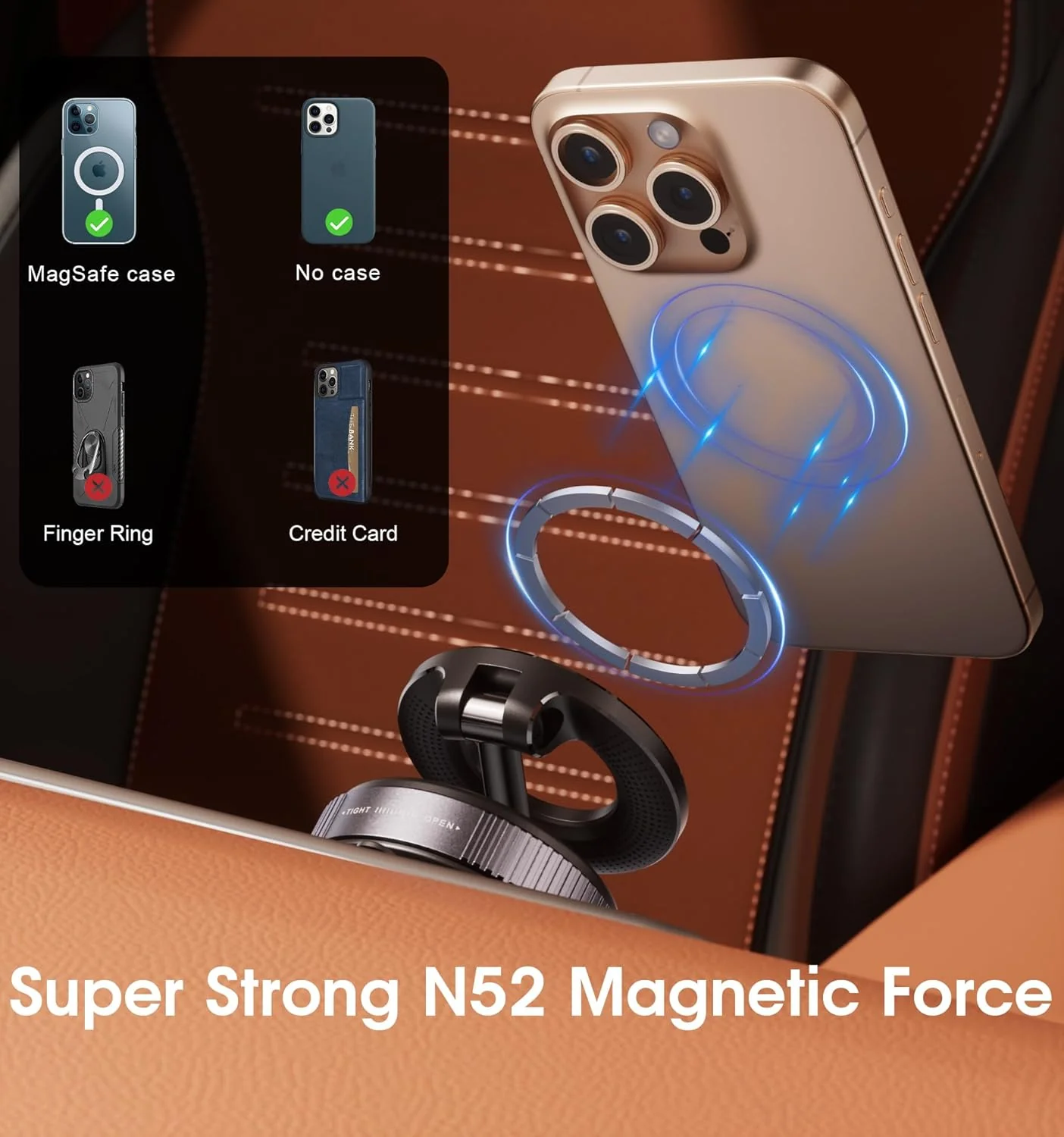 [GOLD] Snanen 360° Magnetic Suction Phone Mount - The Ultimate Hands-Free Holder - Image 3