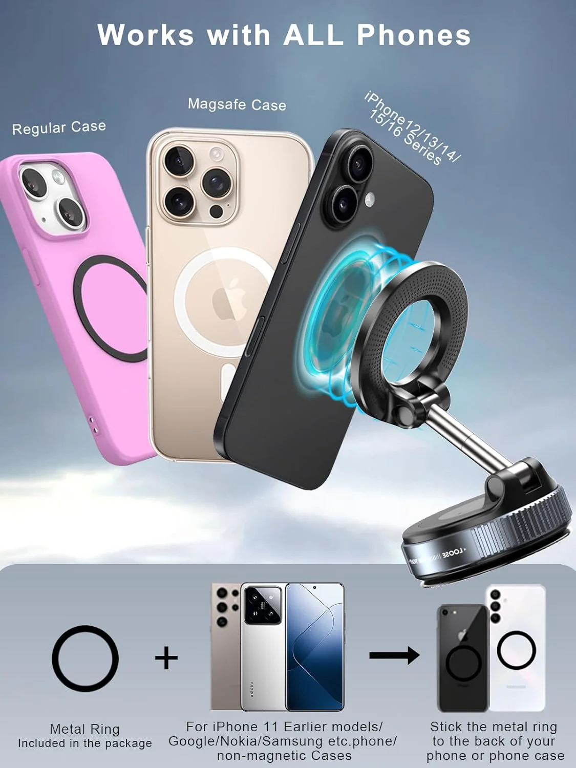 [GOLD] Snanen 360° Magnetic Suction Phone Mount - The Ultimate Hands-Free Holder - Image 6