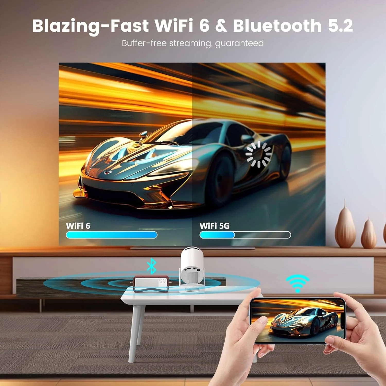 [GOLD] VistaCast Mini 210° Smart Projector with Extra Large-Screen Display - Image 6