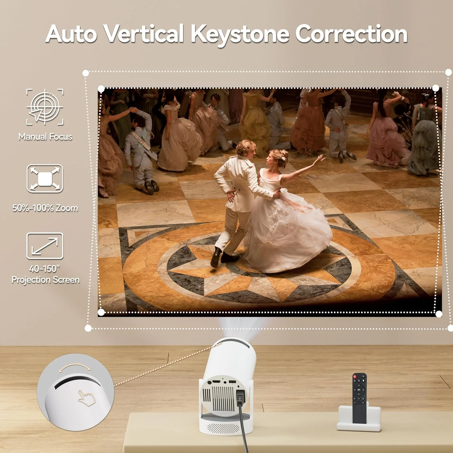 [GOLD] VistaCast Mini 210° Smart Projector with Extra Large-Screen Display - Image 8