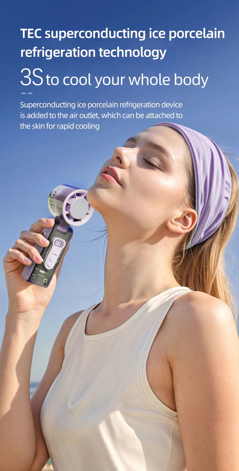 [GOLD] IceRush Turbo – Handheld Fan with Instant Cooling Plate & LED Light - Image 7