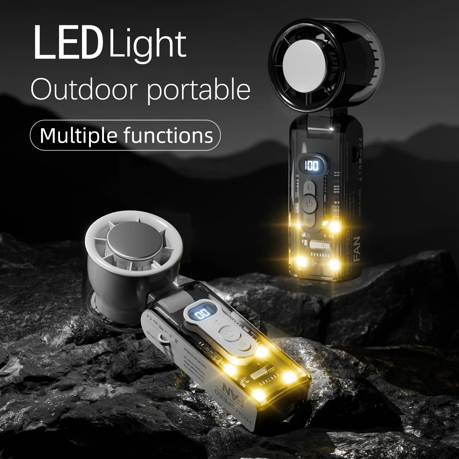 [GOLD] IceRush Turbo – Handheld Fan with Instant Cooling Plate & LED Light - Image 8