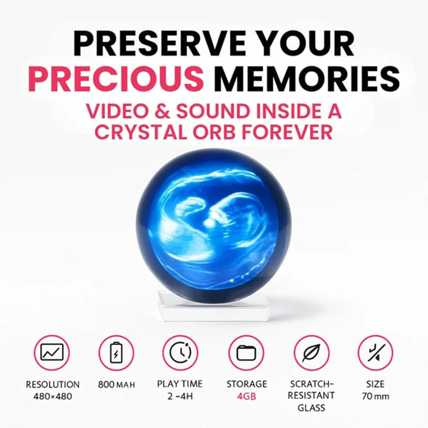[GOLD] LumiOrb WiFi Crystal Ball – 3D Video & Photo Memory Sphere - Image 3