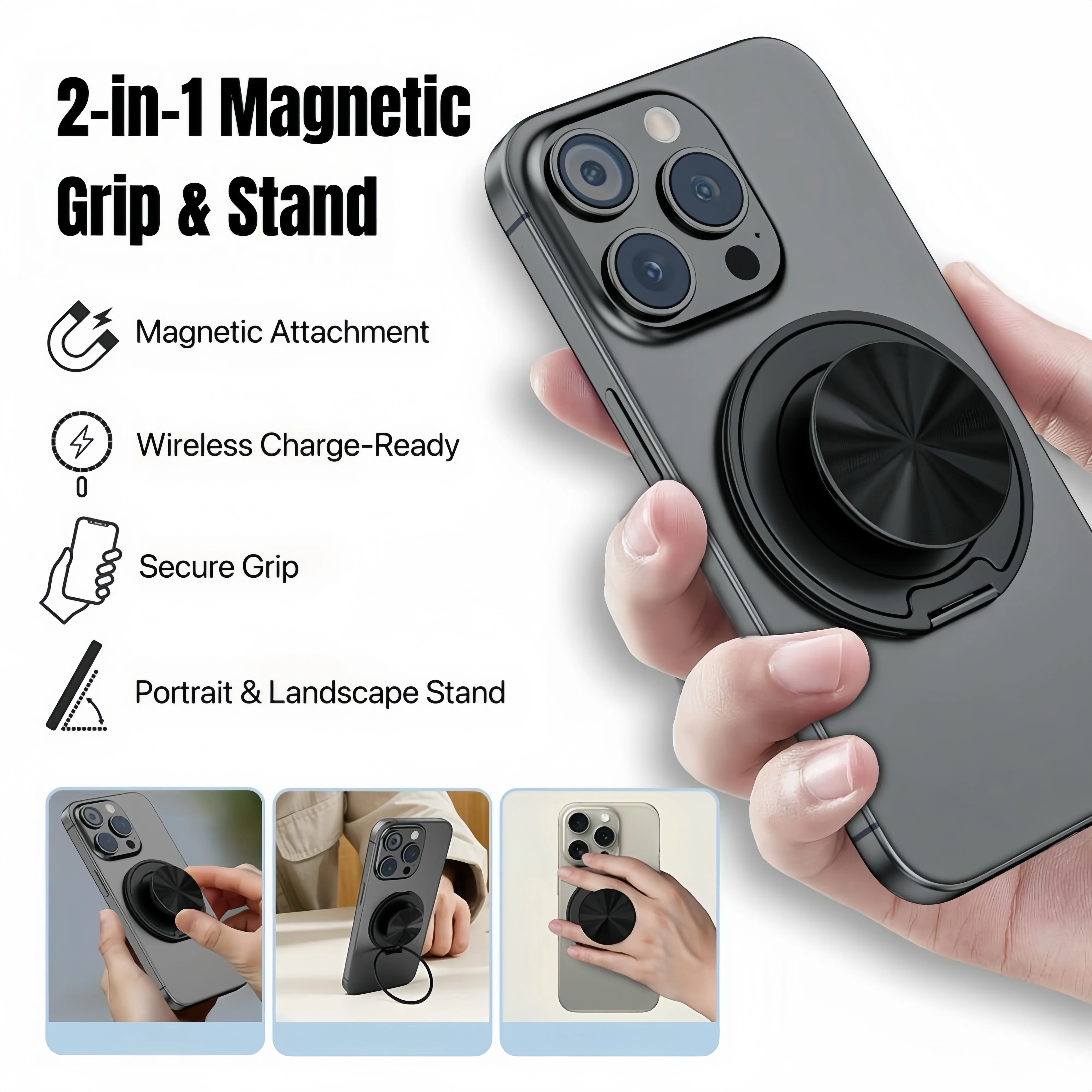 [GOLD] MagGrip 360 Stand – Snap-On Grip, Stand & Mirror in One - Image 2