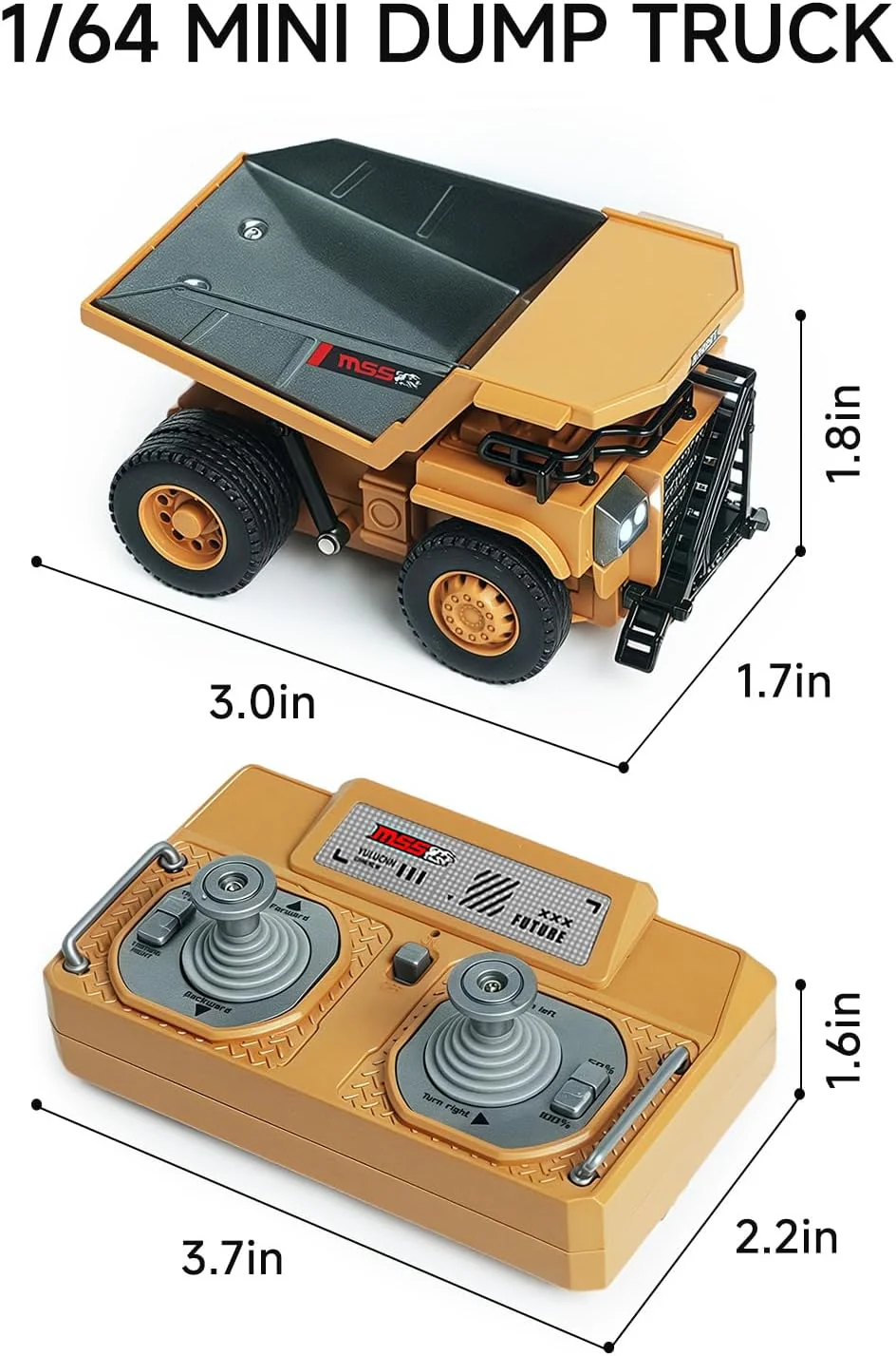 [GOLD] MicroCrew™ Mini RC Construction Series – Pocket Dump Truck, Excavator & Forklift Set - Image 10