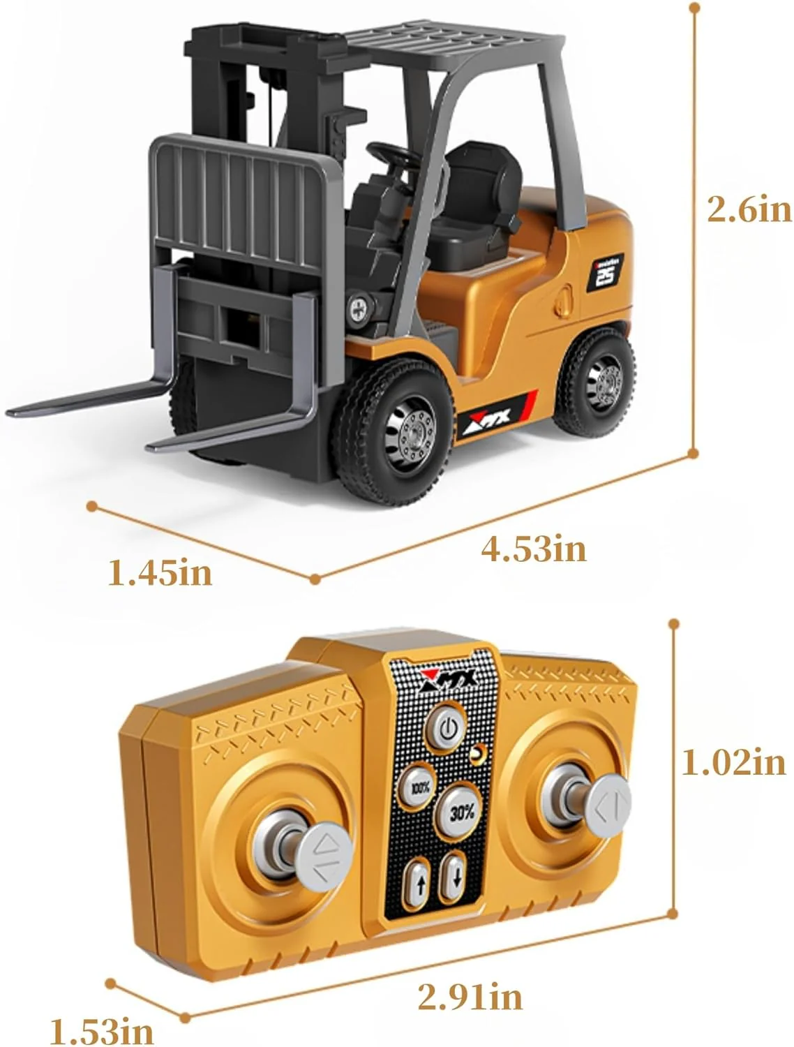 [GOLD] MicroCrew™ Mini RC Construction Series – Pocket Dump Truck, Excavator & Forklift Set - Image 11