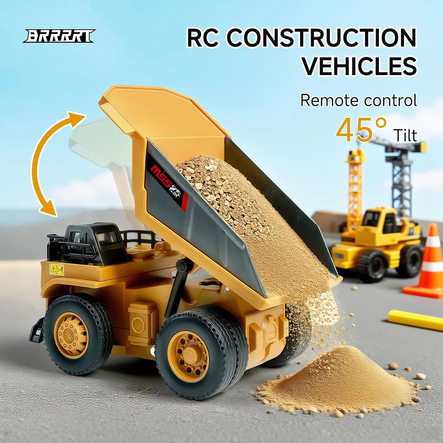 [GOLD] MicroCrew™ Mini RC Construction Series – Pocket Dump Truck, Excavator & Forklift Set - Image 4