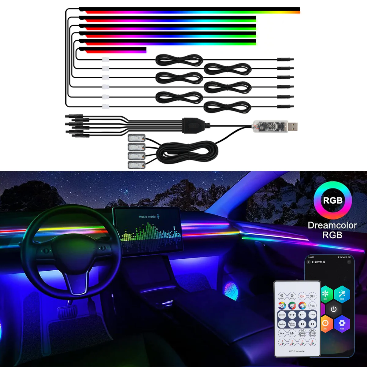 [GOLD] NeoFlow Dynamic RGB Interior Light Kit - Image 3