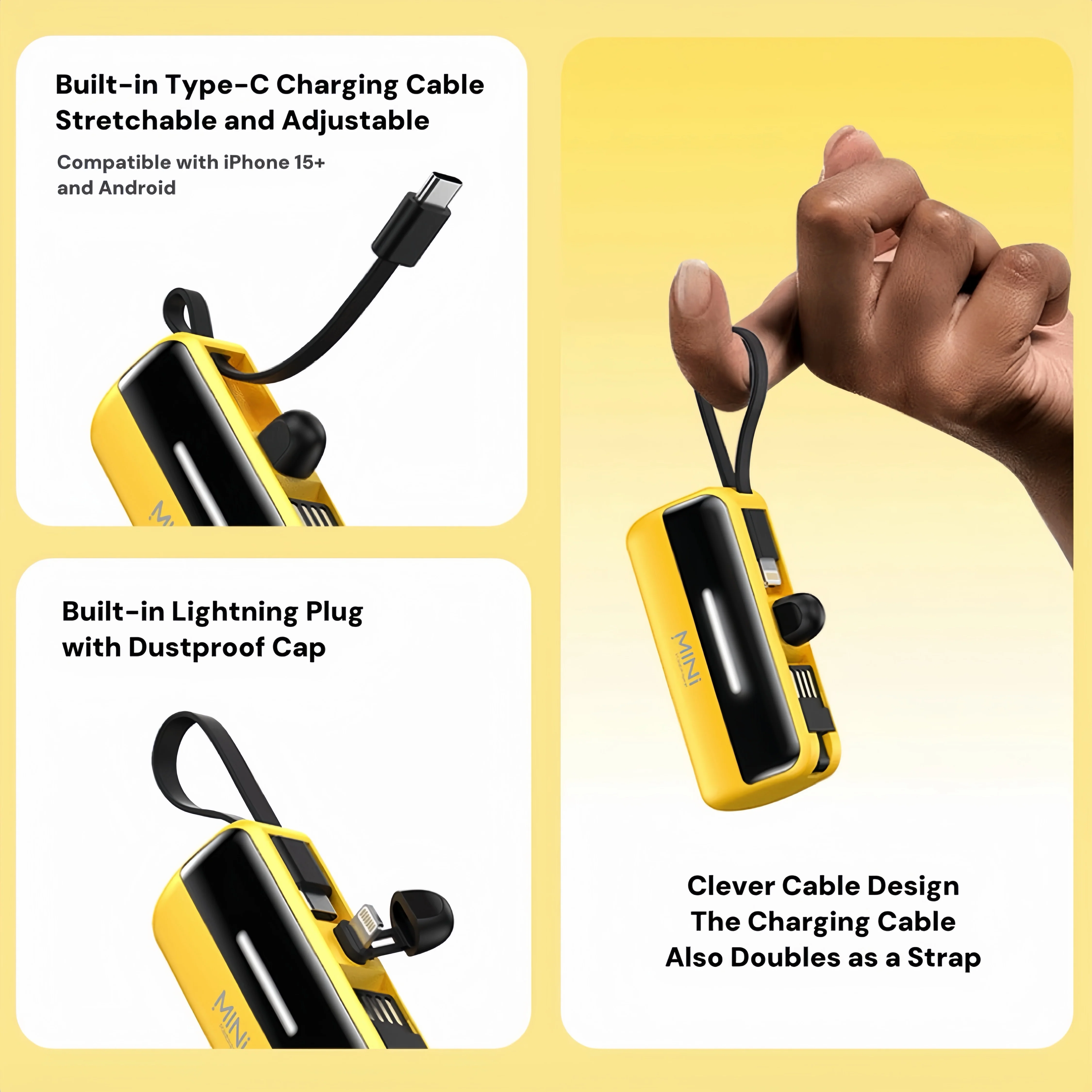 [GOLD] PowerCapsule 5000 — Ultra-Compact All-in-One Emergency Power Bank (Lightning / Type-C) - Image 3