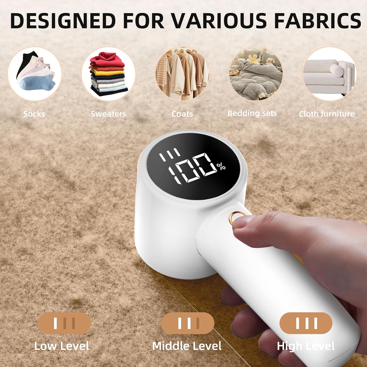 [GOLD] ReNewa – Rechargeable Fabric Shaver with LED Display - Image 5