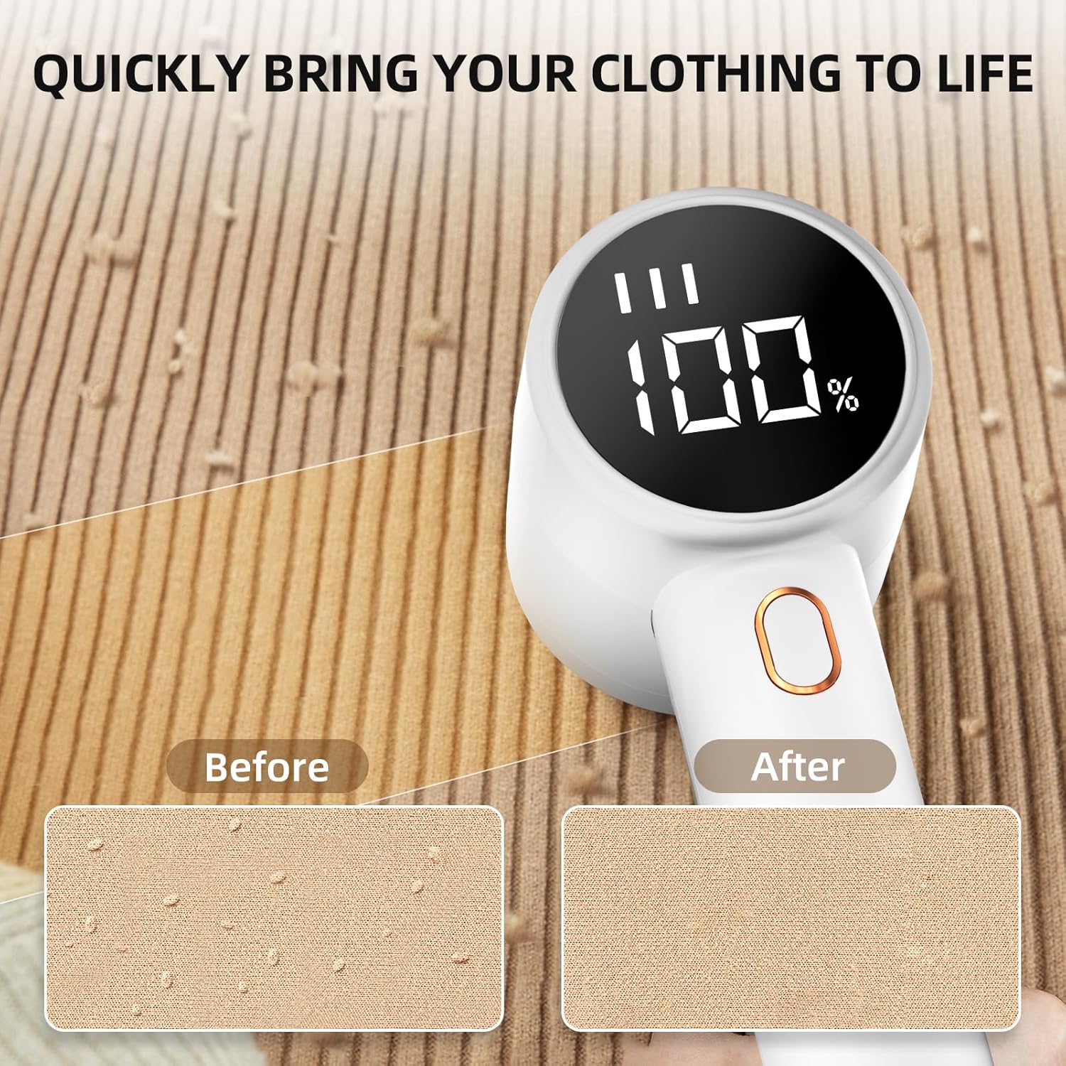 [GOLD] ReNewa – Rechargeable Fabric Shaver with LED Display - Image 6