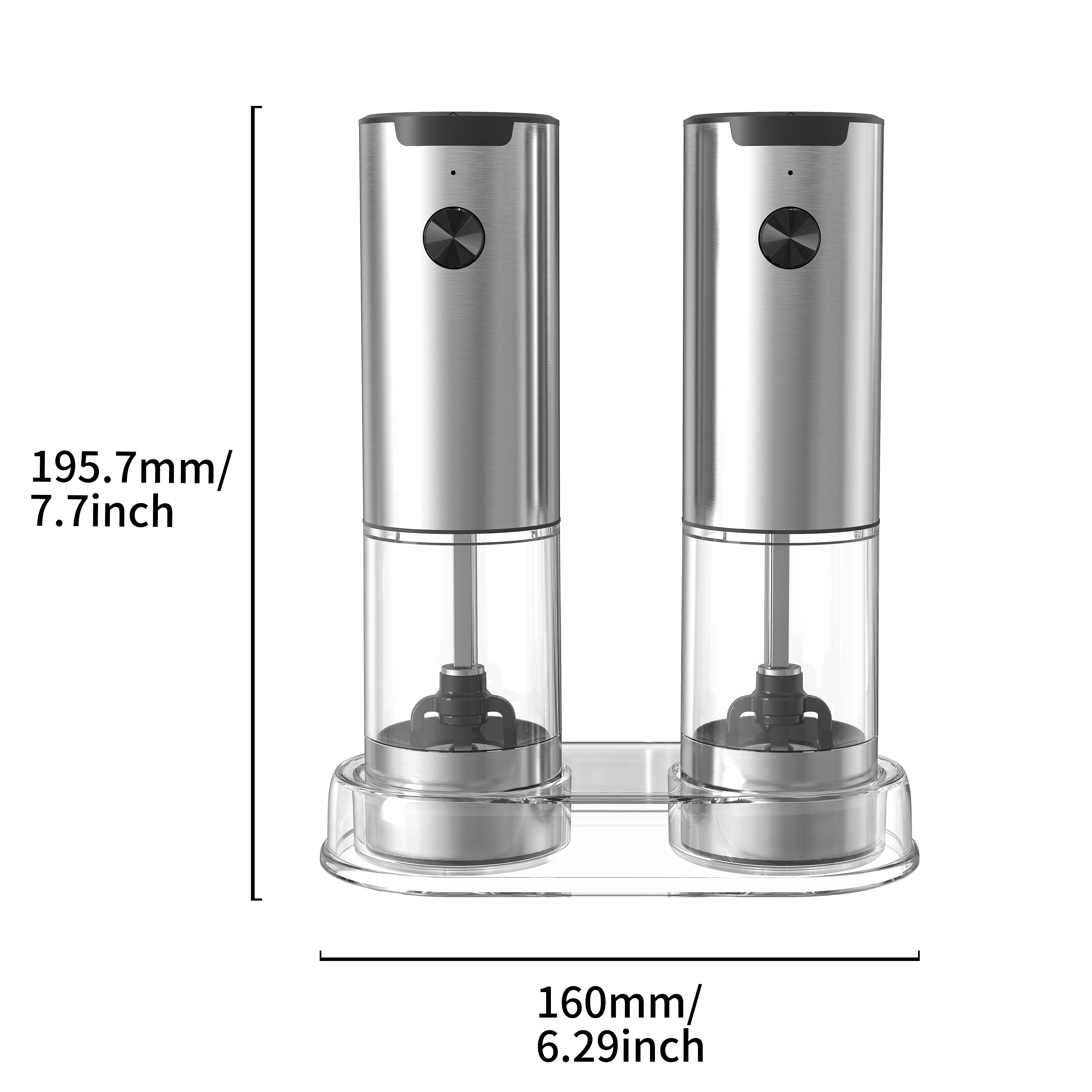 [GOLD] SeasonMate – Stainless Steel Electric Salt & Pepper Grinder Set (2 Grinders + Base) - Image 12