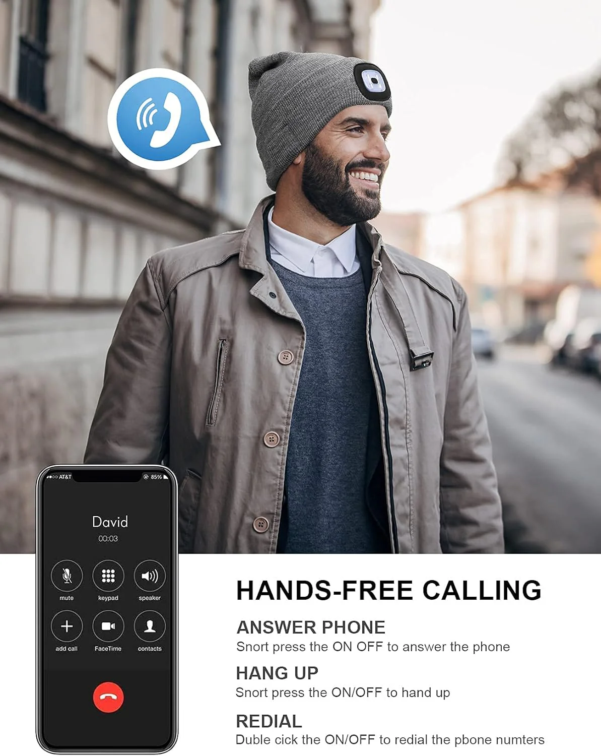 [GOLD] Smart Bluetooth Beanie with Headlamp - Image 3